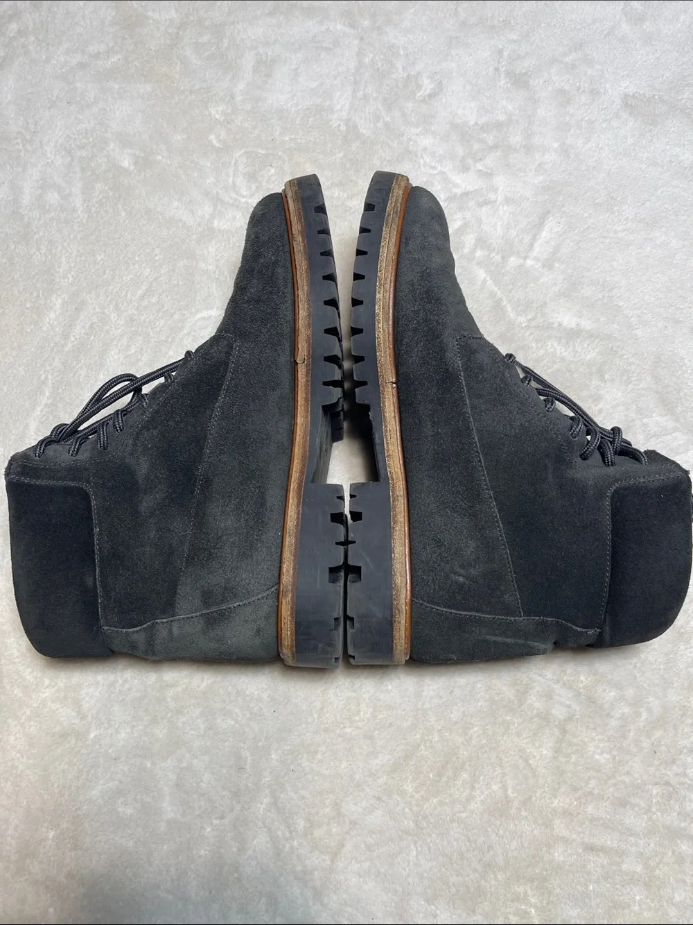 Vince Black Suede Lug Sole Ankle Boots Size 8 Women’s